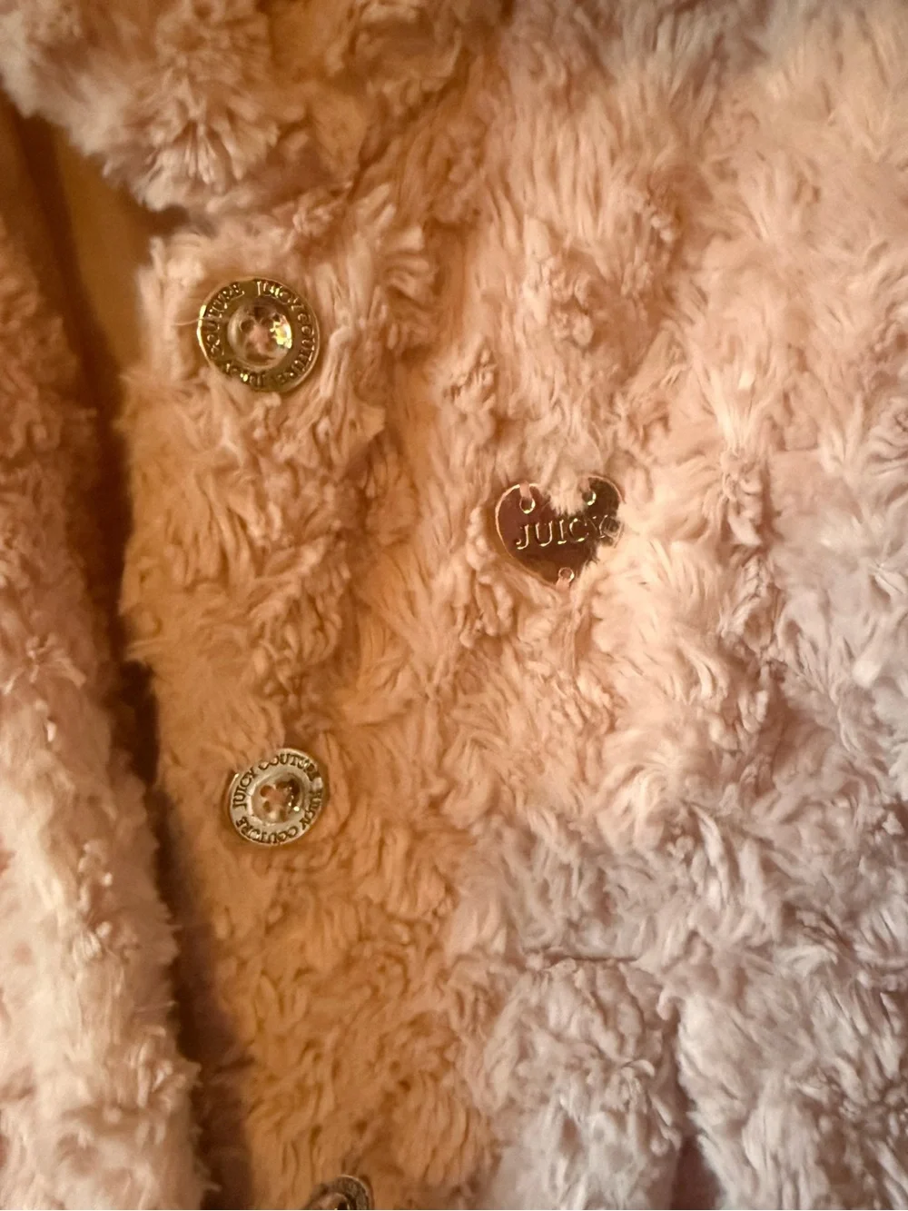 Juicy Couture Girls Plush Blush Pink Faux-Fur Coat